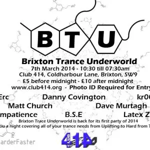 Matt Church at Brixton Trance Underground, Club 414, 7th March 2014